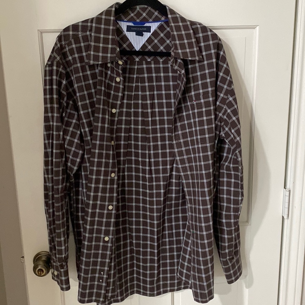 XL Brown Tommy Hilfiger Long Sleeve Button Down Shirt